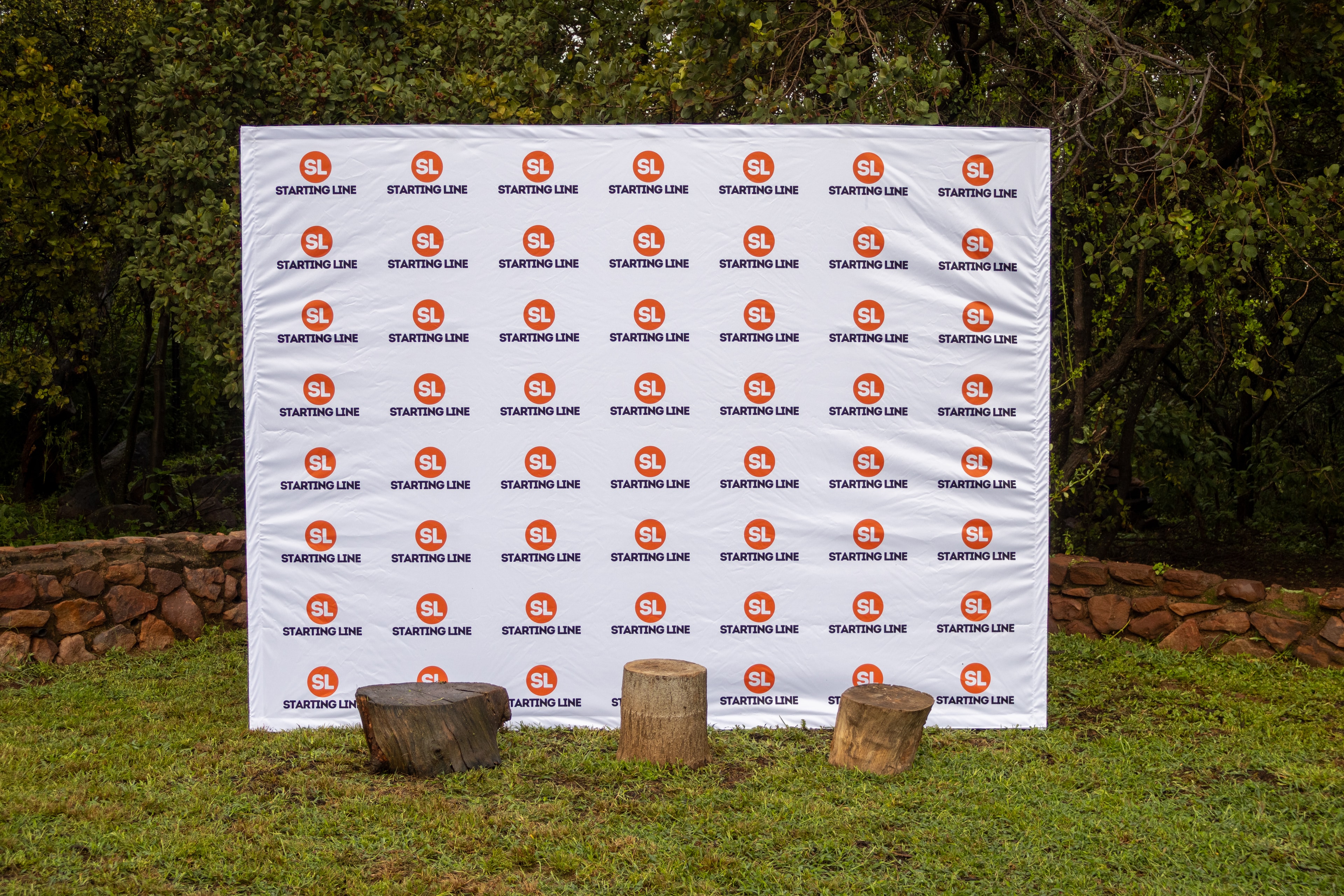 Starting Line branded podium backdrop at venue